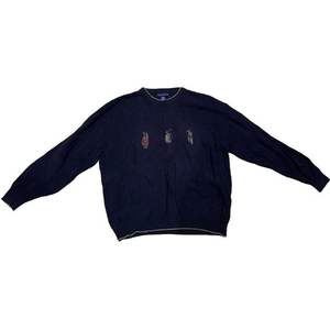 Pinnacle Mens Sweater Long Sleeve Pullover Knit Golf Size XL‎ Blue Made In USA